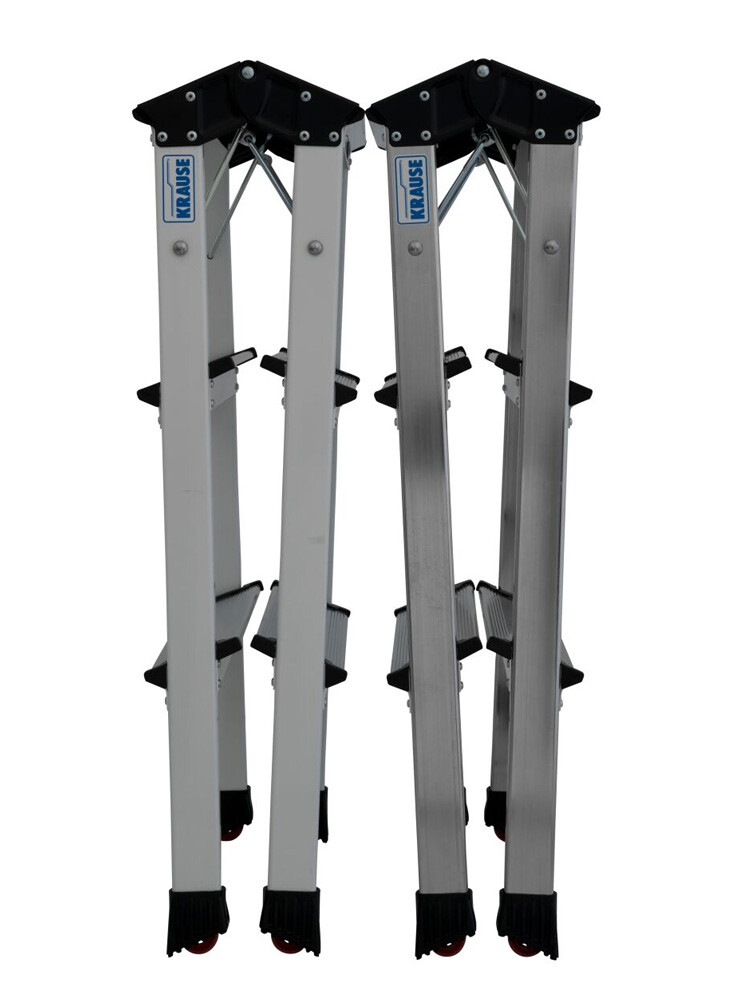 KRAUSE Rolly schodki jezdne dwustronne składane 2x3 aluminiowe białe